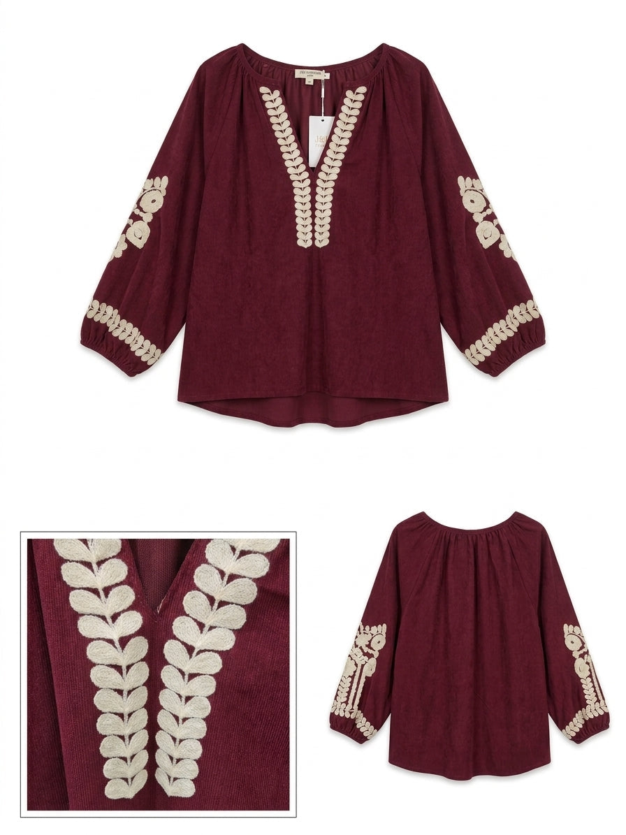 Blouse brodée manches ballons