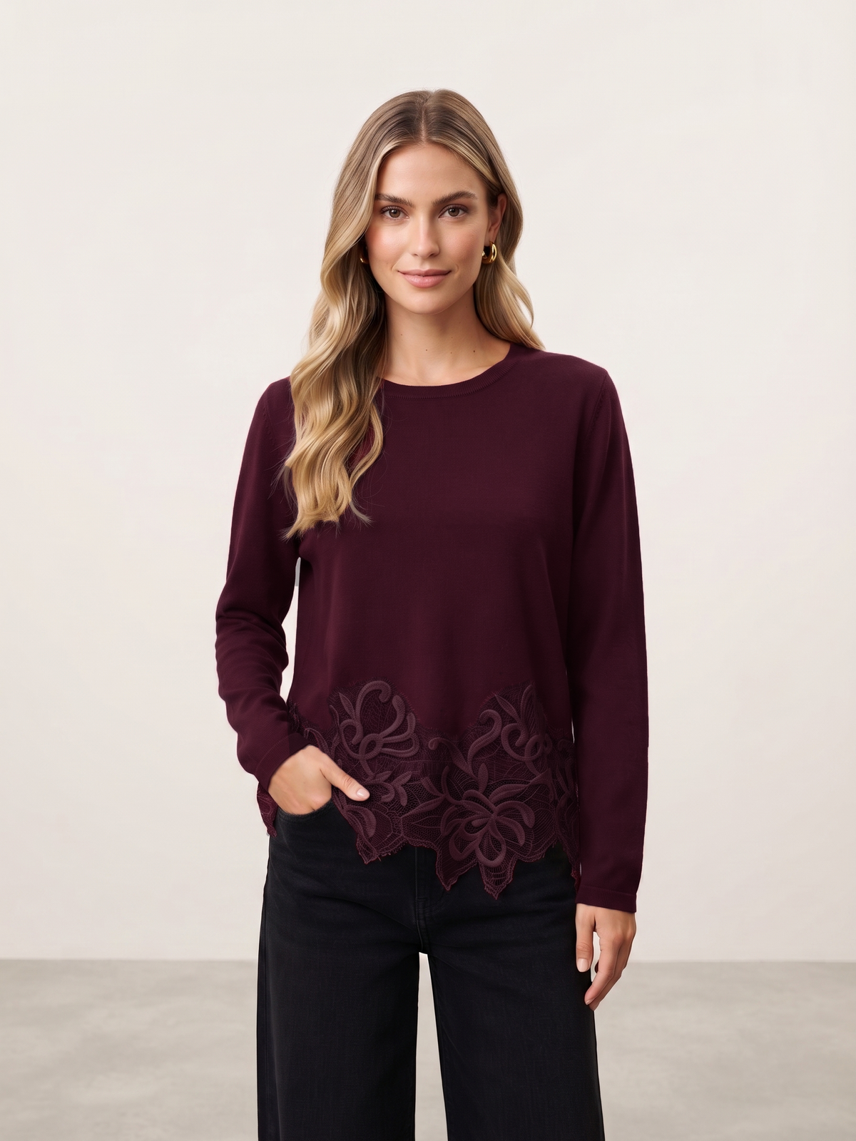Pull maille dentelle