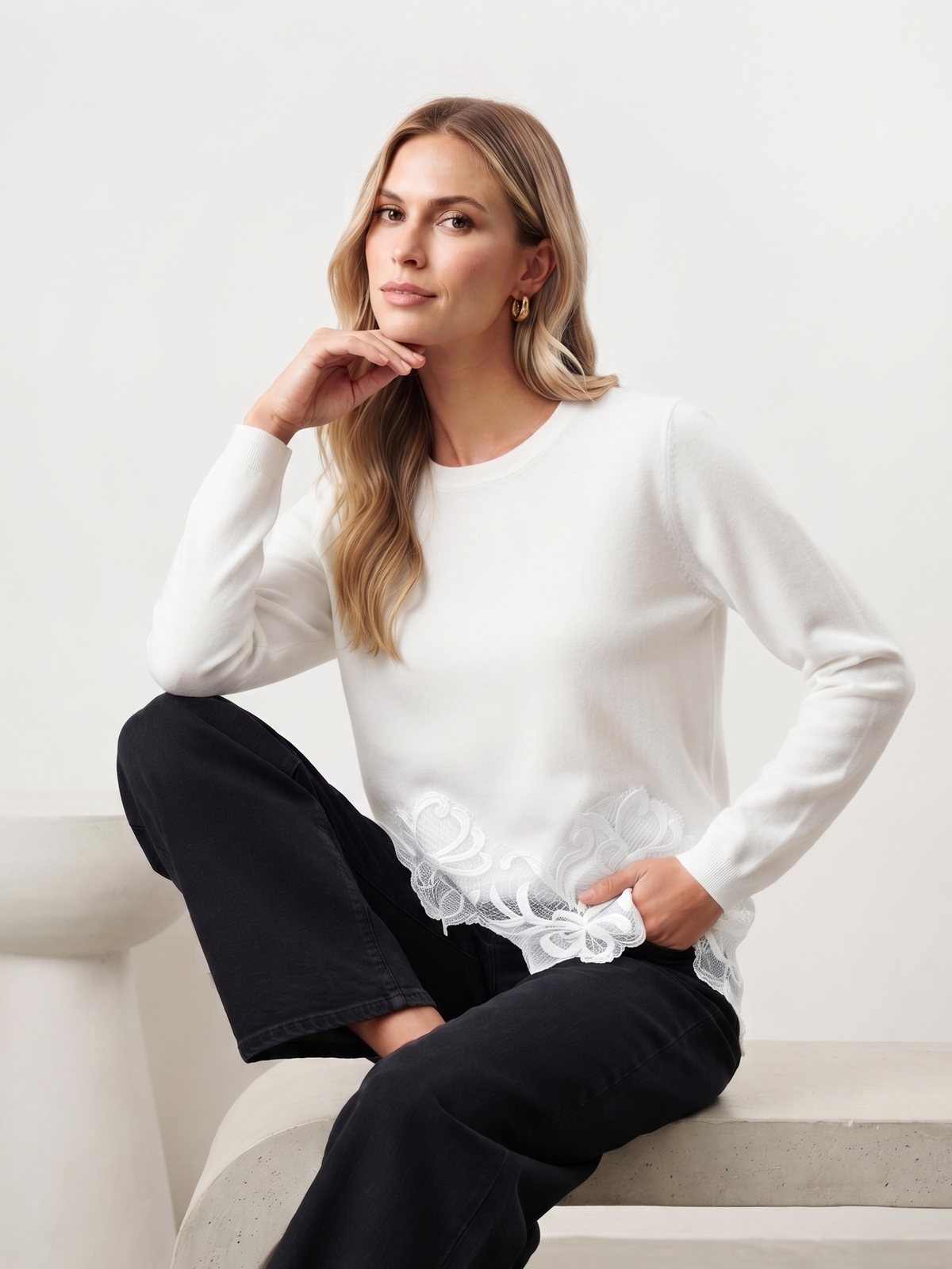 Pull maille dentelle