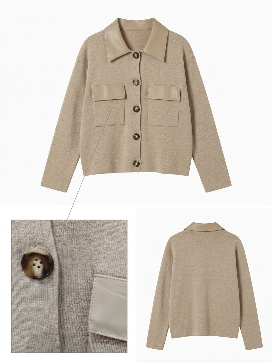 Veste cardigan bimatière