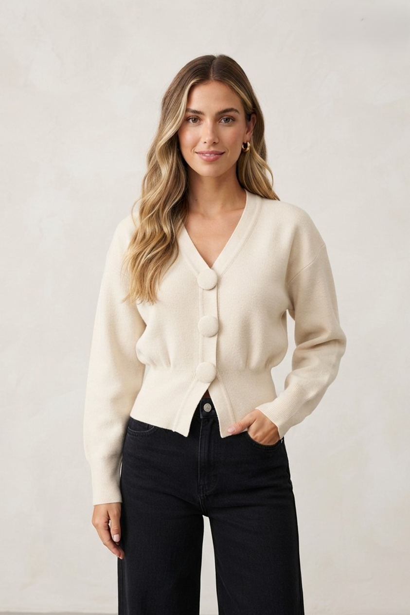 Gilet en maille à boutons et col V