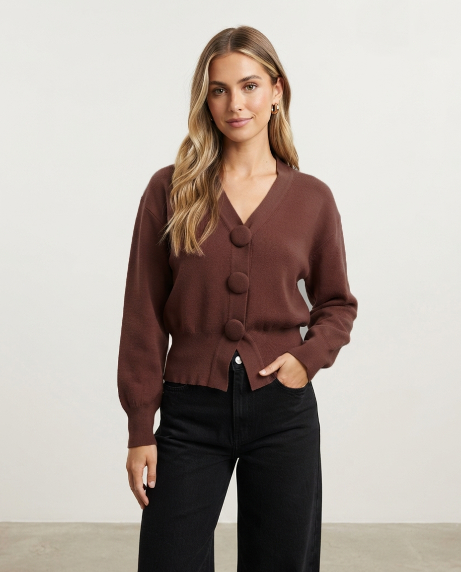 Gilet en maille à boutons et col V