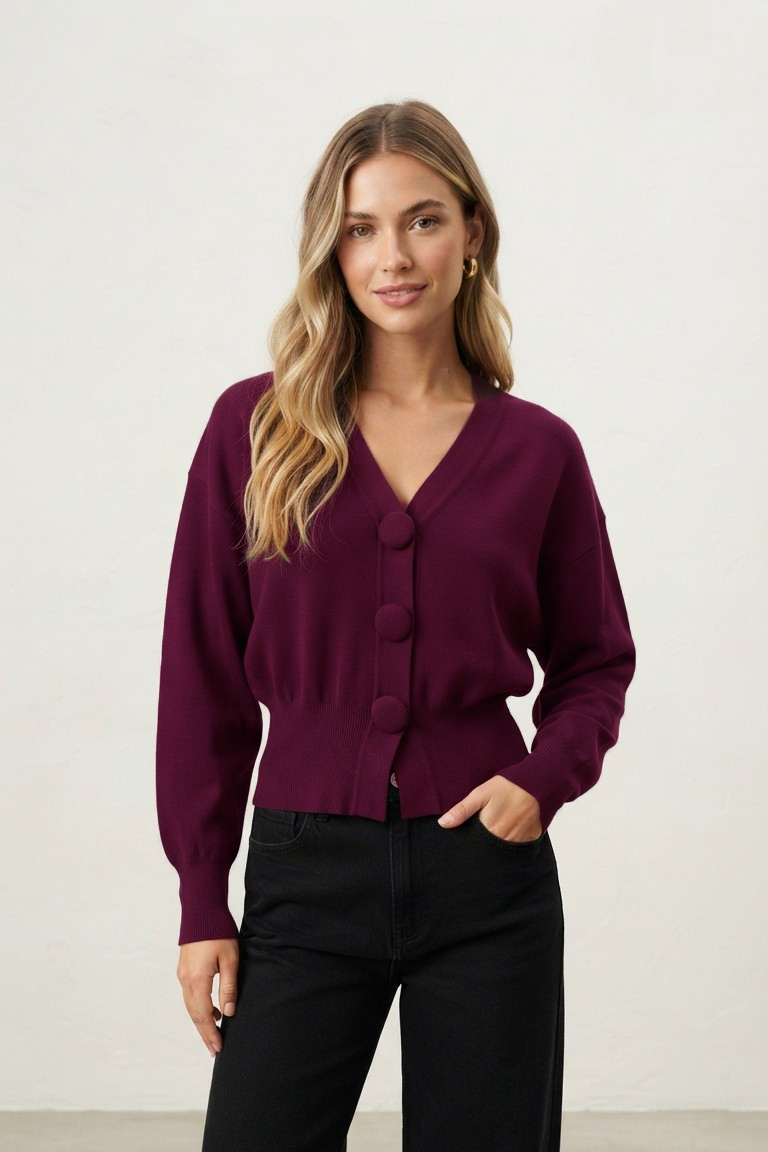Gilet en maille à boutons et col V