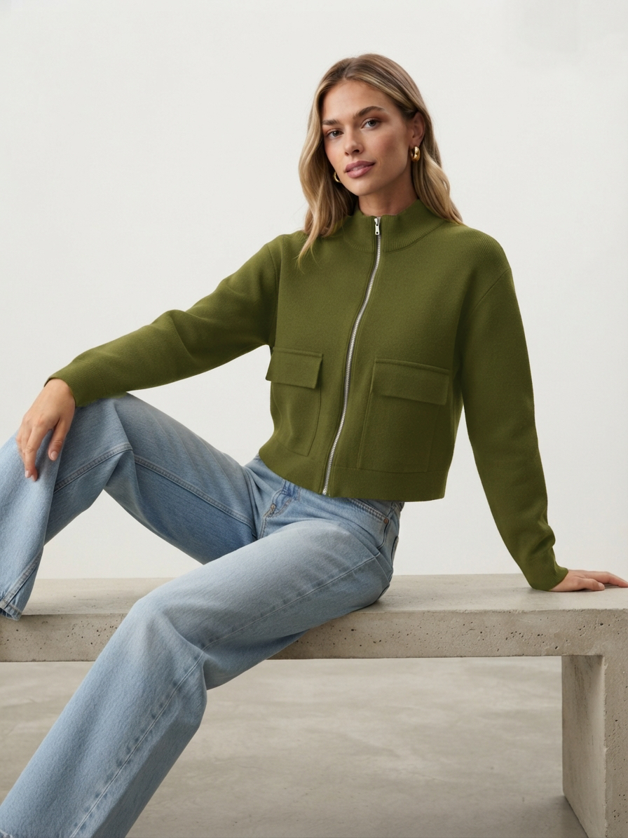 Gilet zippé col montant