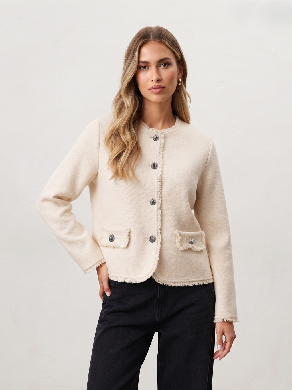Gilet boutonné effiloché