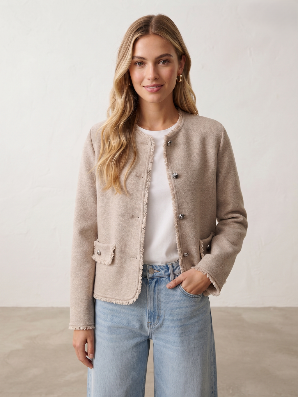 Gilet boutonné effiloché