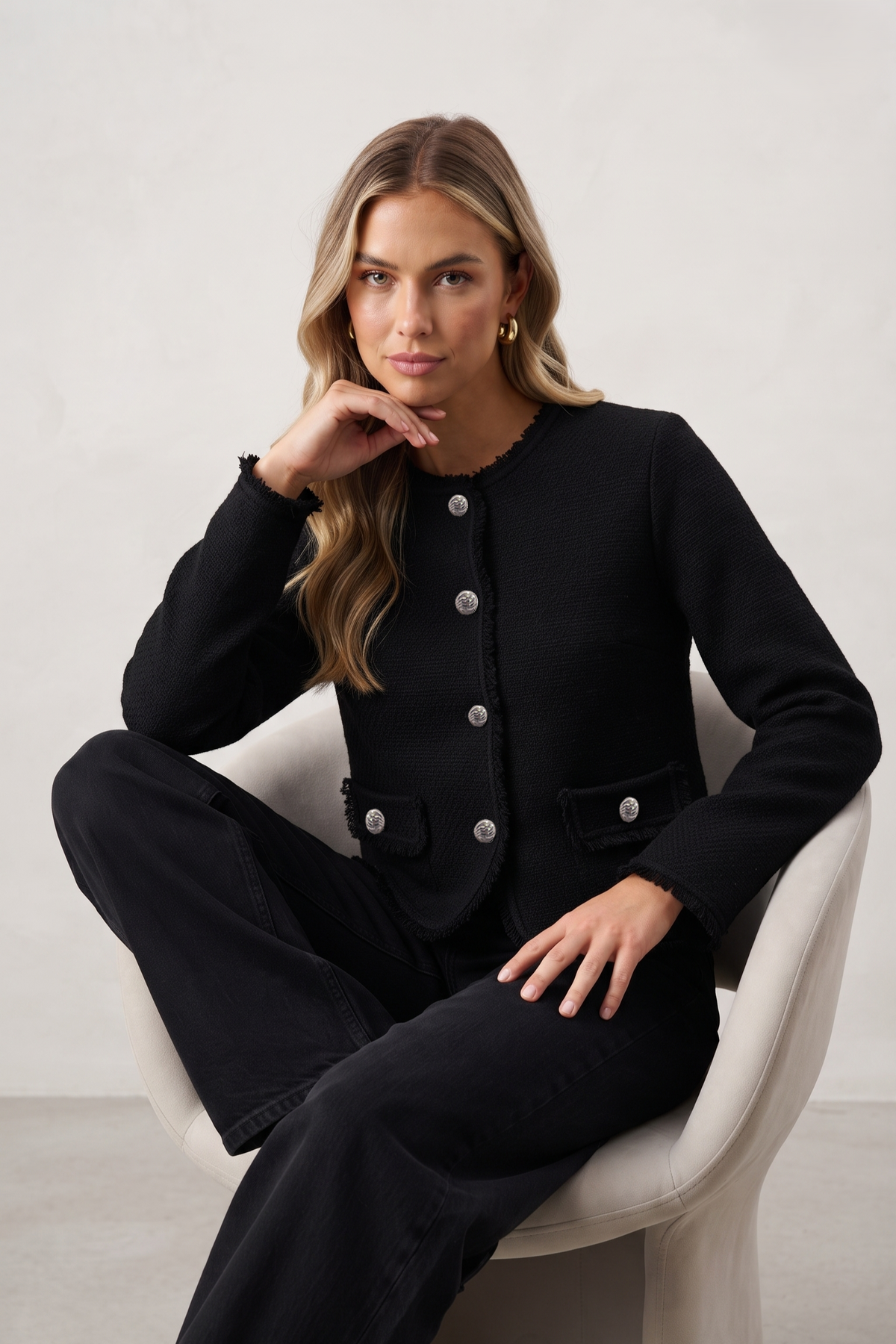 Gilet boutonné effiloché