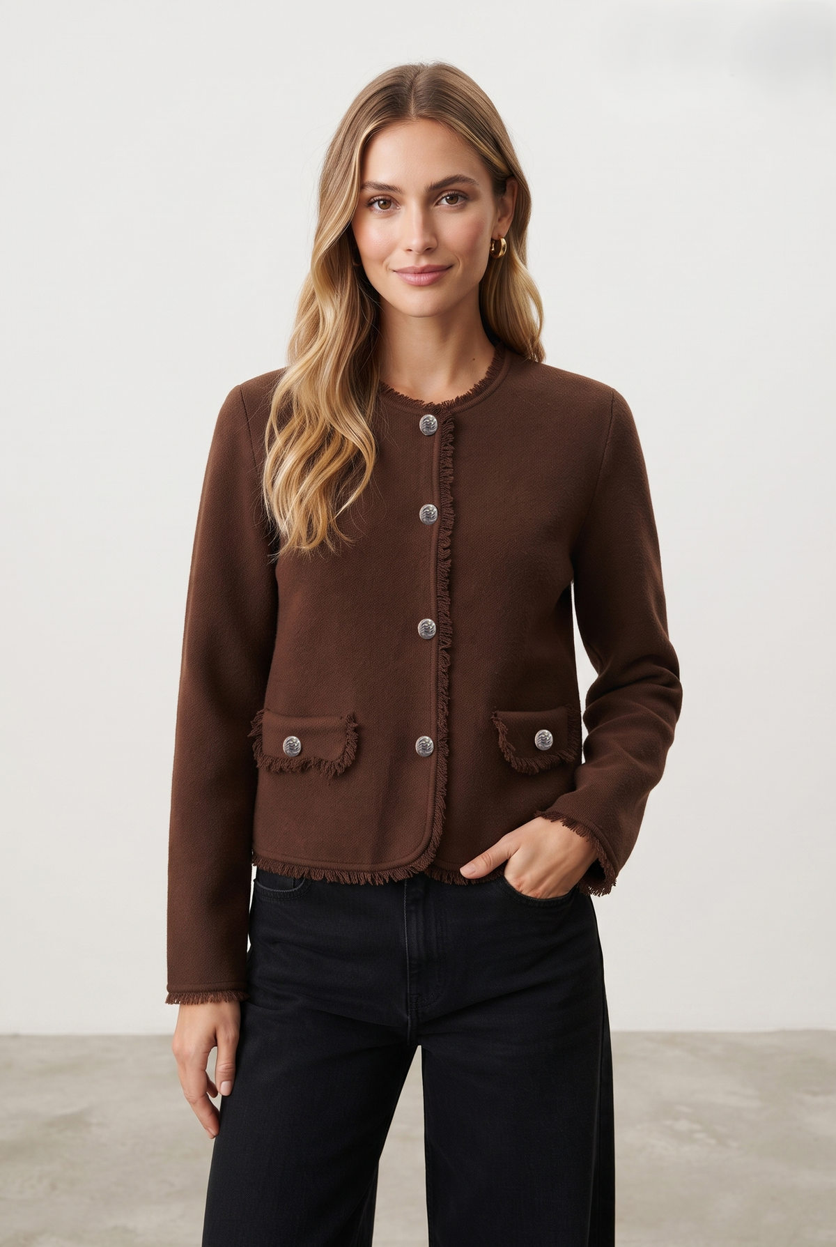 Gilet boutonné effiloché