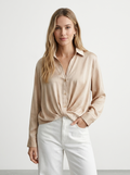 Chemise satinée froncée