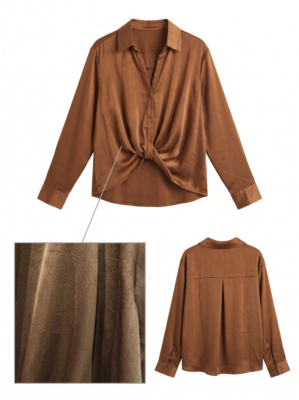 Chemise satinée froncée