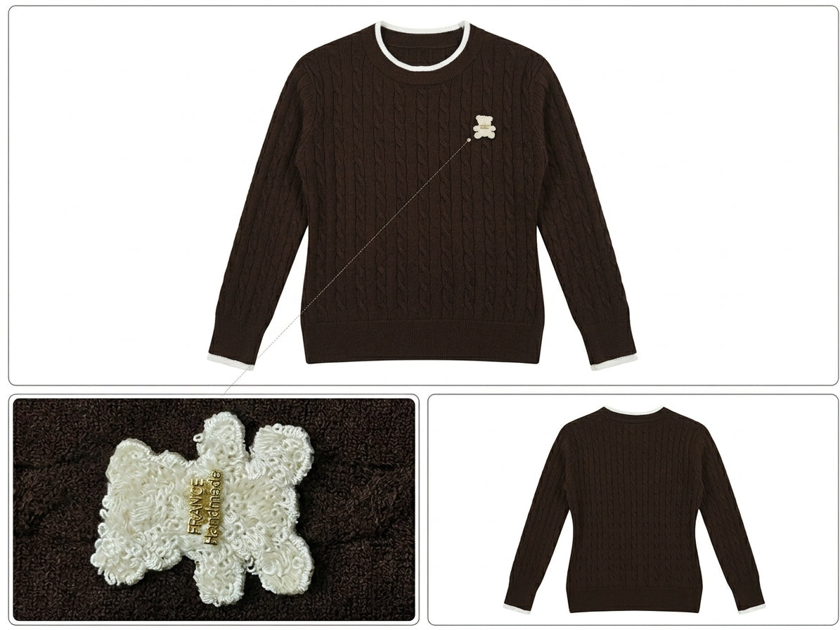 Pull maille fine ourson