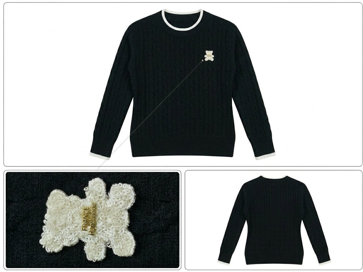 Pull maille fine ourson